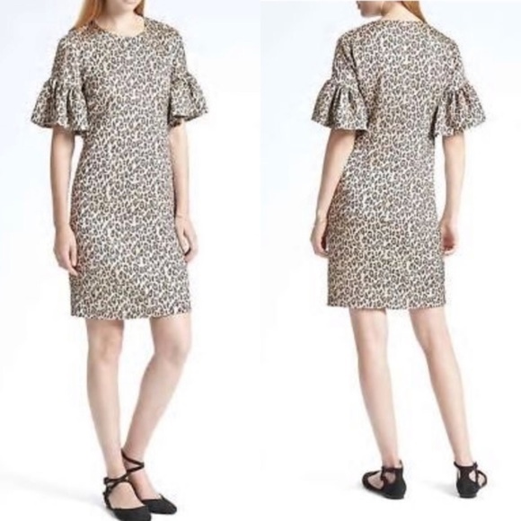 BANANA REPUBLIC Leopard Print Flutter Sleeve Dress - Picture 5 of 7